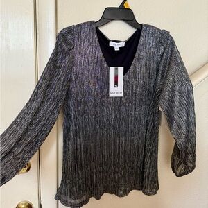 Nine West Shimmering Black and Silver Blouse